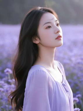 清新治愈高清图集 | 女生浅紫唯美温柔套图