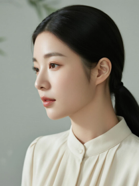AI清新治愈电脑桌面壁纸 | 浅杏翻领长裙雅致柔和女生8K超高清无水印套图