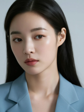 AI模特气质桌电脑桌面壁纸 | 雾霾蓝西装高级气场女生8K超高清无水印图集