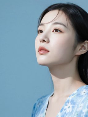 AI清新治愈电脑桌面壁纸 | 靛蓝碎花裙灵动鲜活女生8K超高清无水印套图