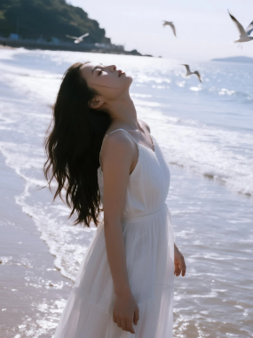 清新治愈高清图集 | 女生海边浅滩通透套图