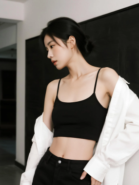 8K冷艳纯欲AI女生 | 黑白极简风吊带套图