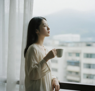 清新治愈高清图集 | 女生晨雾阳台柔和套图