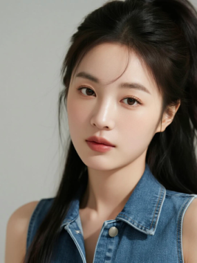 AI模特气质电脑桌面壁纸 | 天蓝牛仔装青春灵动女生8K超高清无水印图集