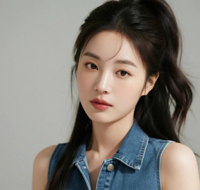 AI模特气质电脑桌面壁纸 | 天蓝牛仔装青春灵动女生8K超高清无水印图集